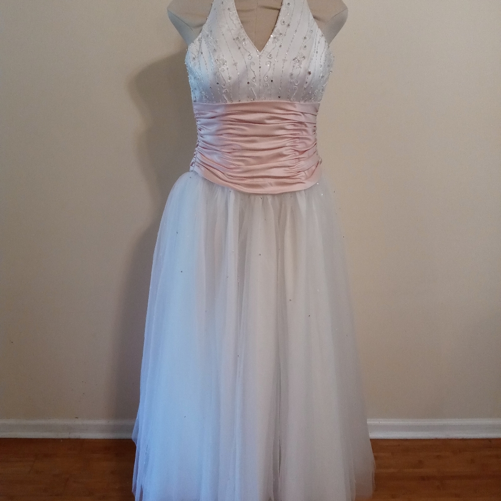 Hailter top with embellishing and pink rouging waist size 4P by Camille La Vie